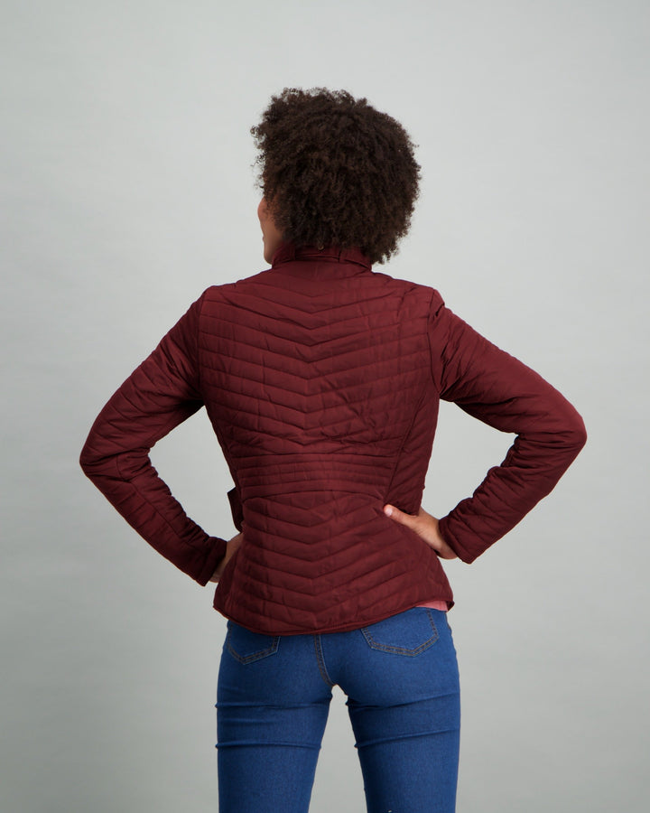 Ladies Basic Puffer Jacket - Burgundy