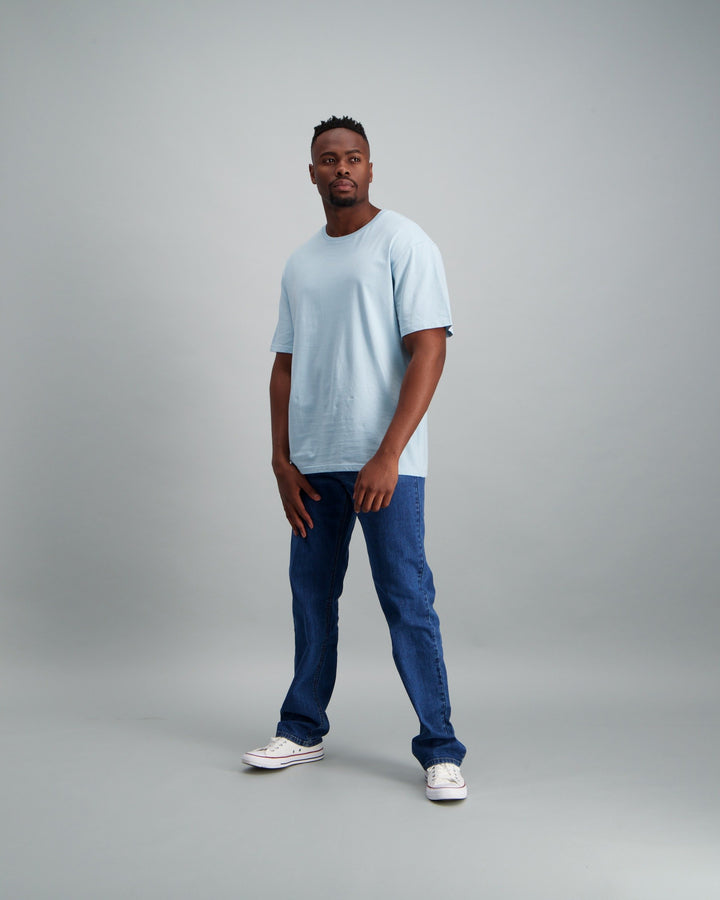 Men's Mid Wash Straight Stretch Denim Jean