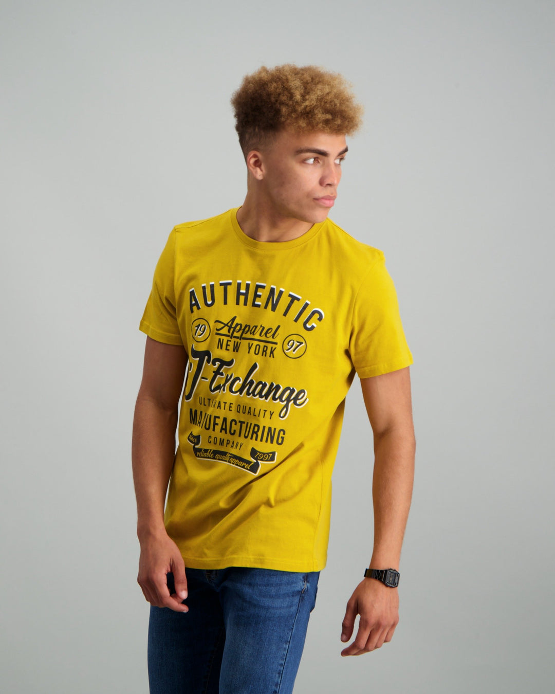 Men's Print T-Shirt Mustard