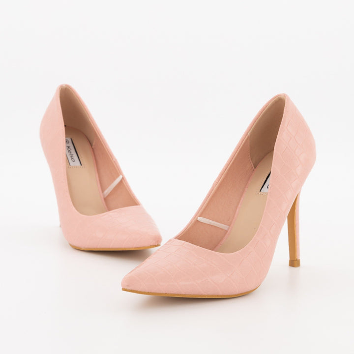 Ladies Croc Pointy Heel - Pink