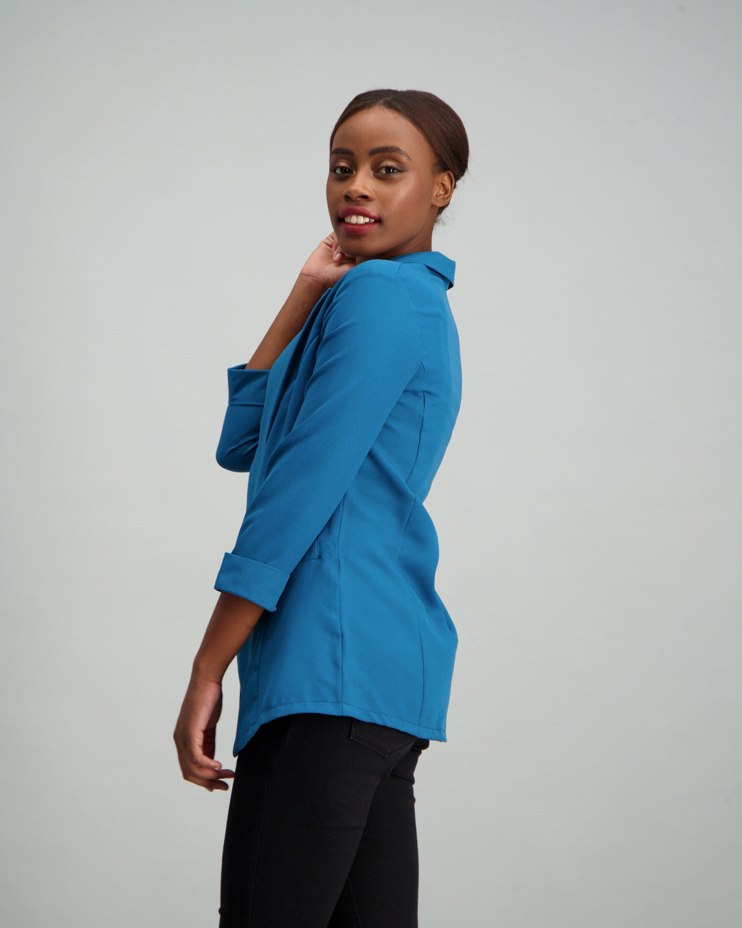 Ladies Princess Panel 3/4 Sleeve Unlined Blazer - Ink