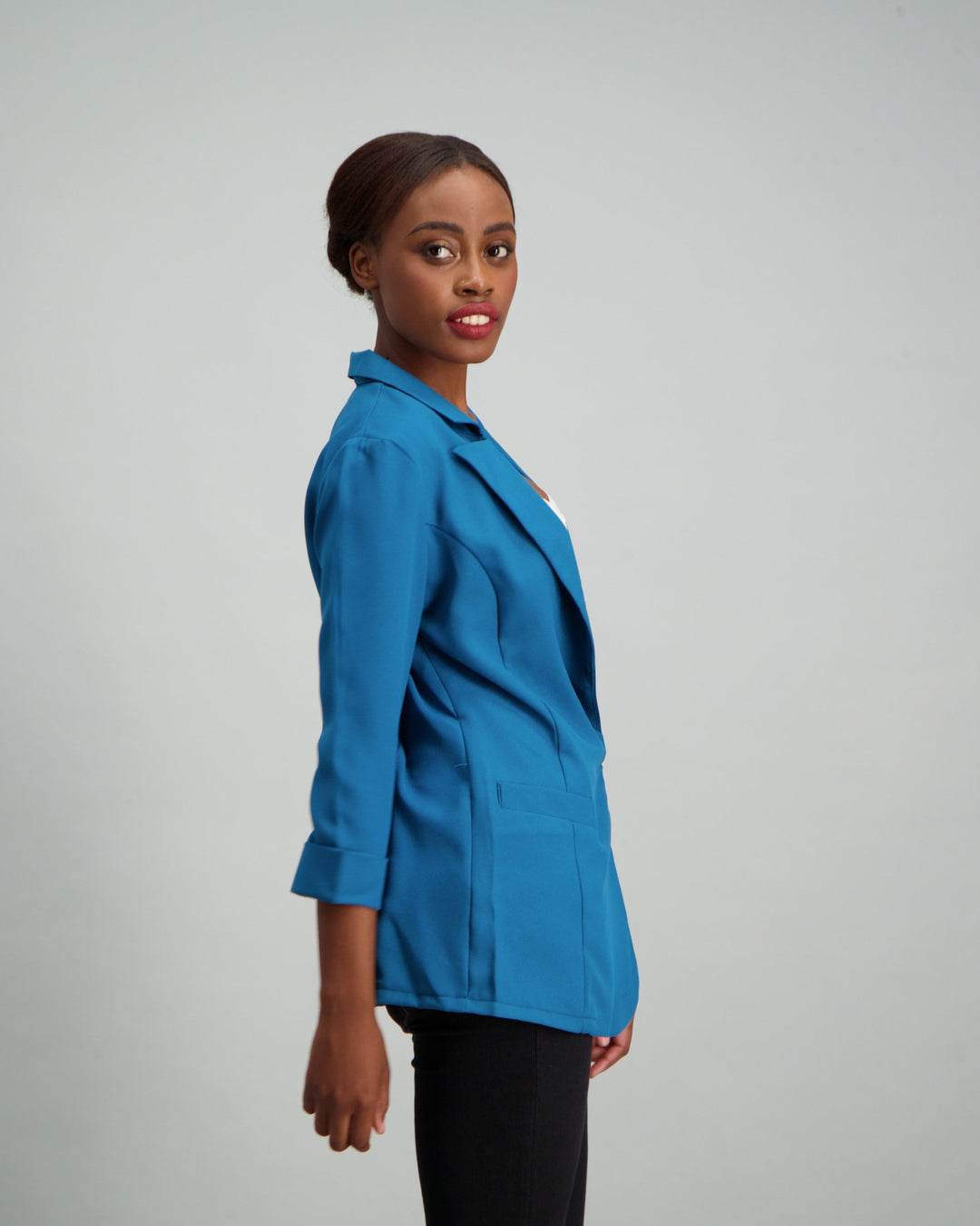 Ladies Princess Panel 3/4 Sleeve Unlined Blazer - Ink