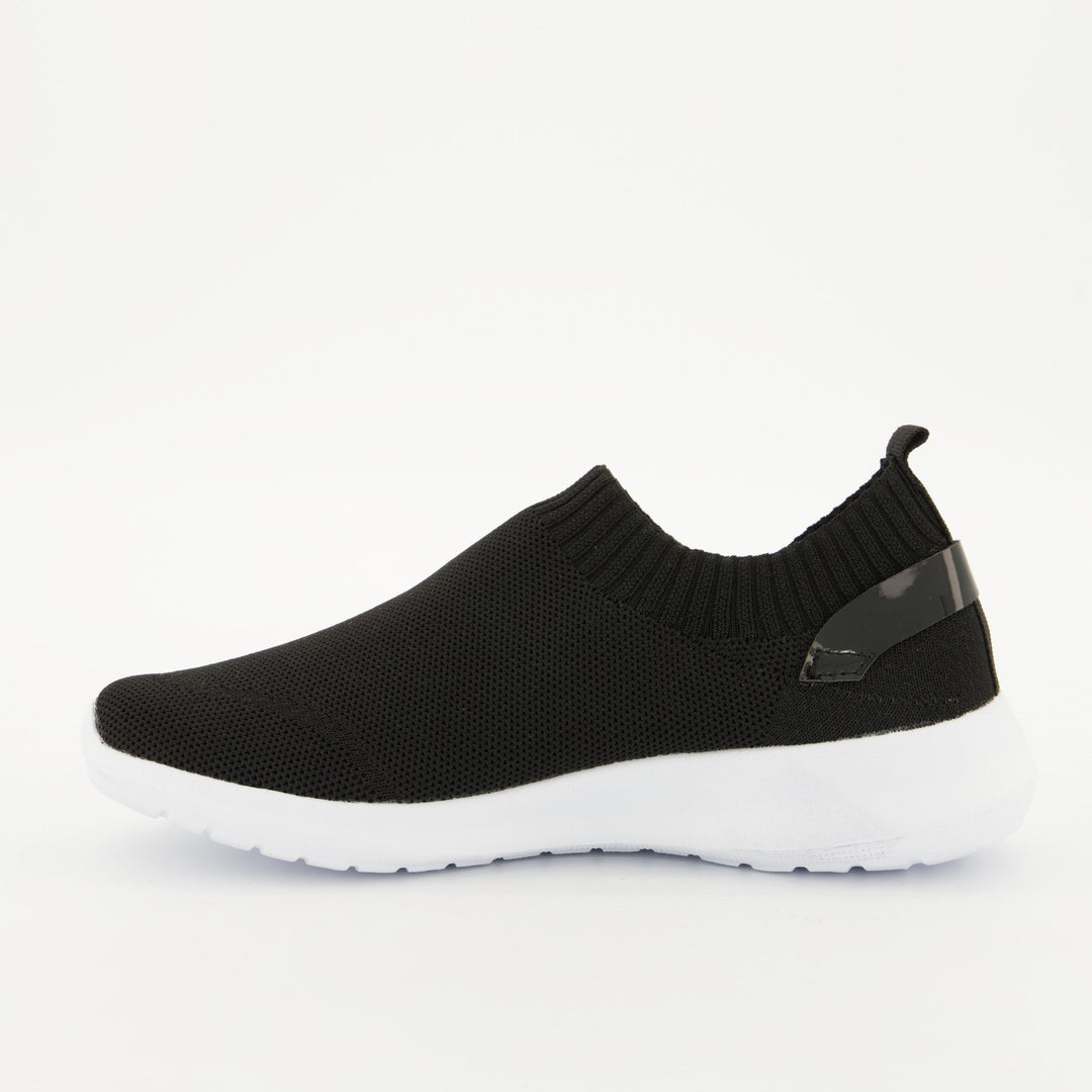 Ladies Slip On Knit Sneaker - Black