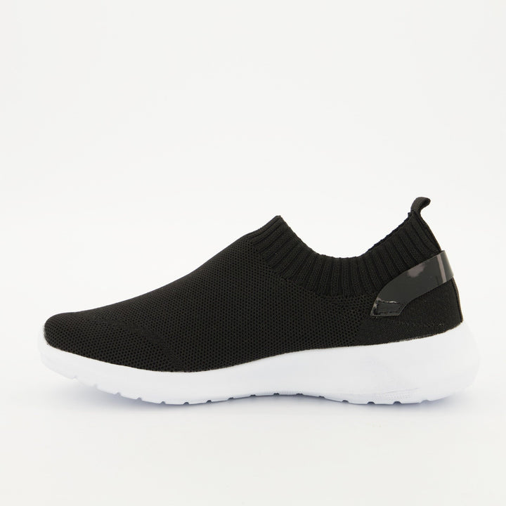 Ladies Slip On Knit Sneaker - Black