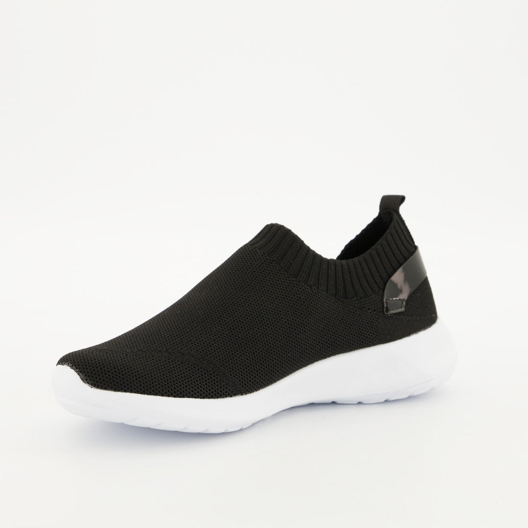 Ladies Slip On Knit Sneaker - Black