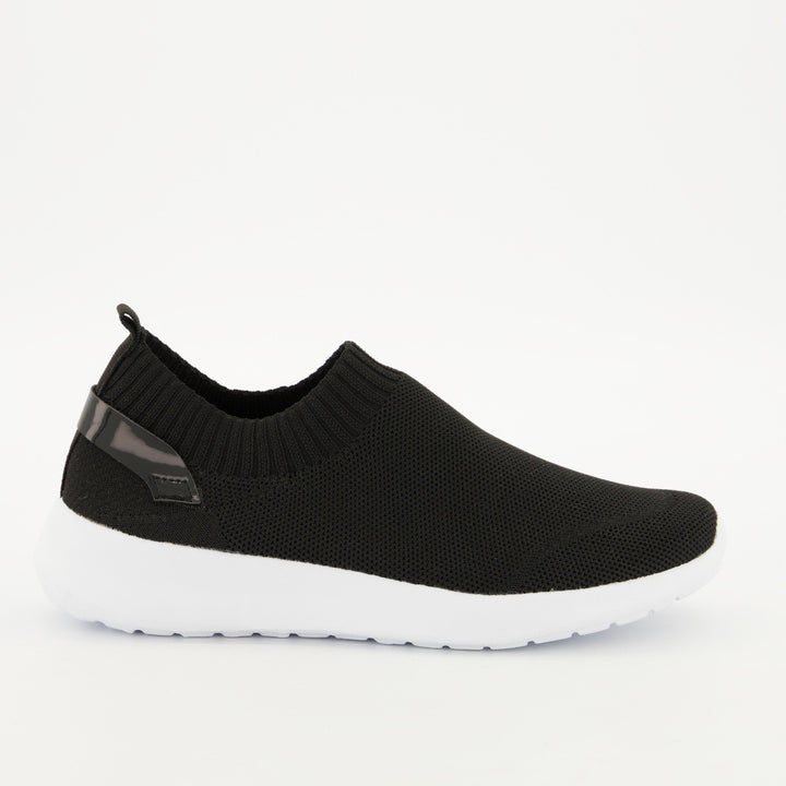 Ladies Slip On Knit Sneaker - Black