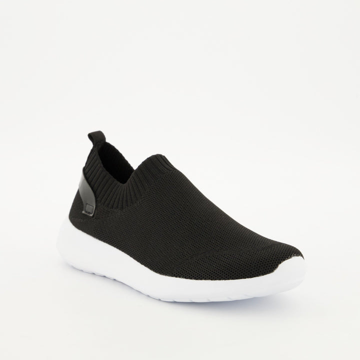 Ladies Slip On Knit Sneaker - Black