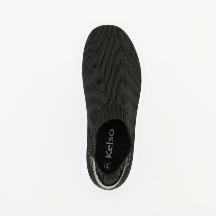 Ladies Slip On Knit Sneaker - Black