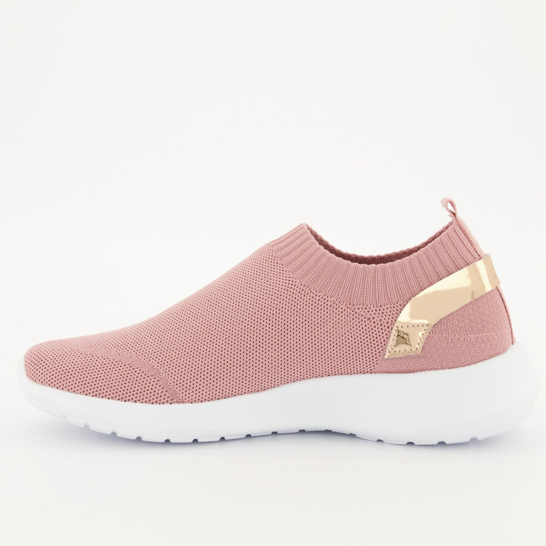 Ladies Slip On Knit Sneaker - Blush