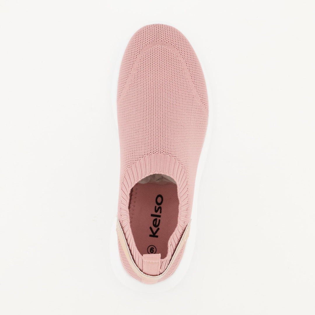 Ladies Slip On Knit Sneaker - Blush