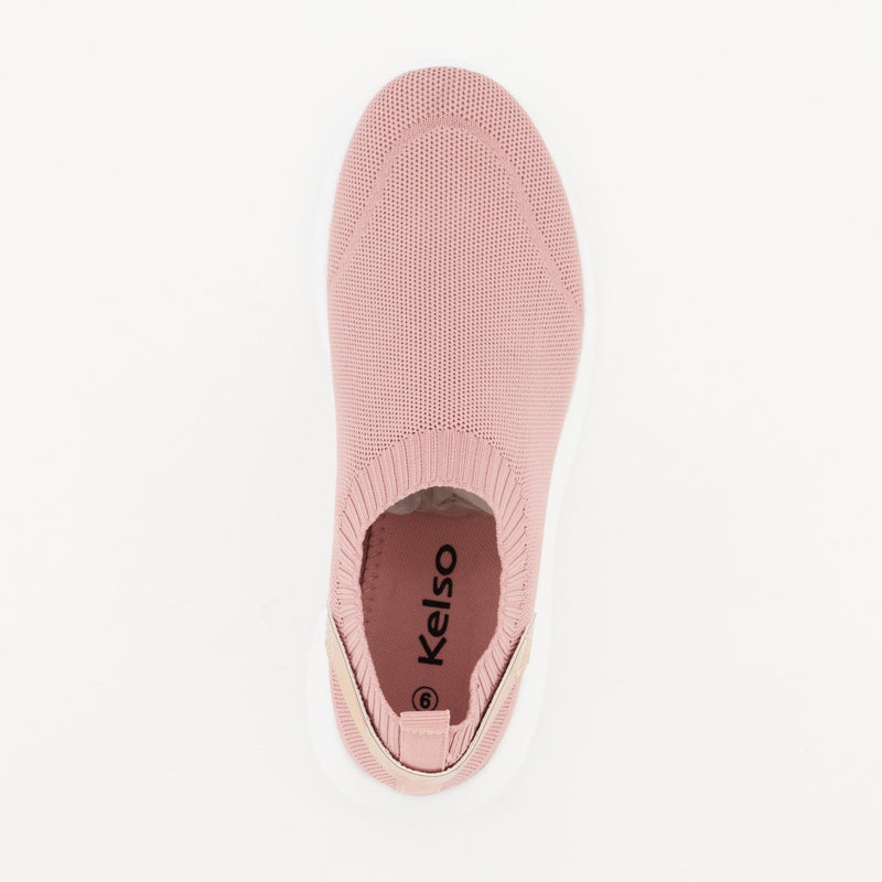 Ladies Slip On Knit Sneaker - Blush