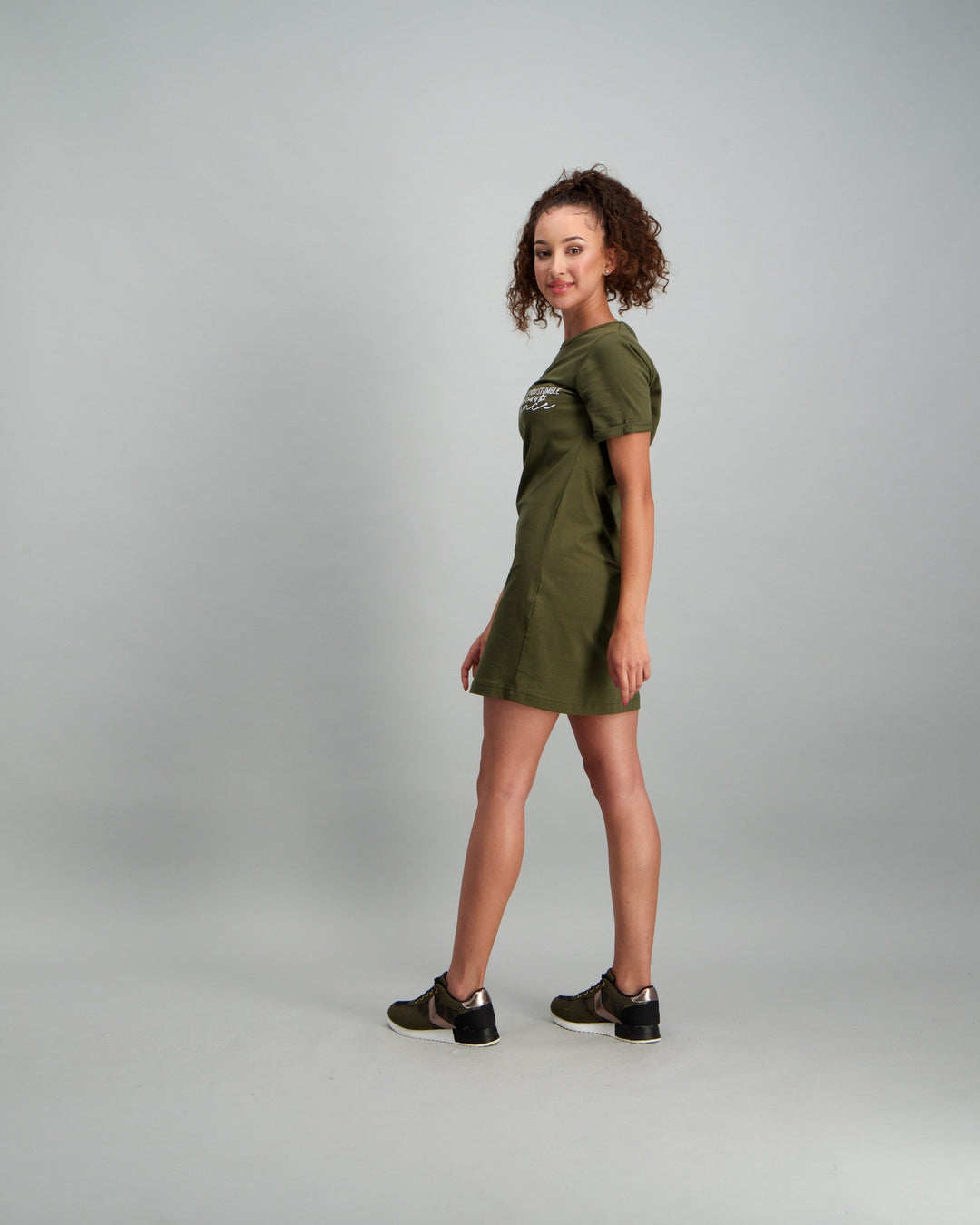 Ladies T-Shirt Dress - Khaki