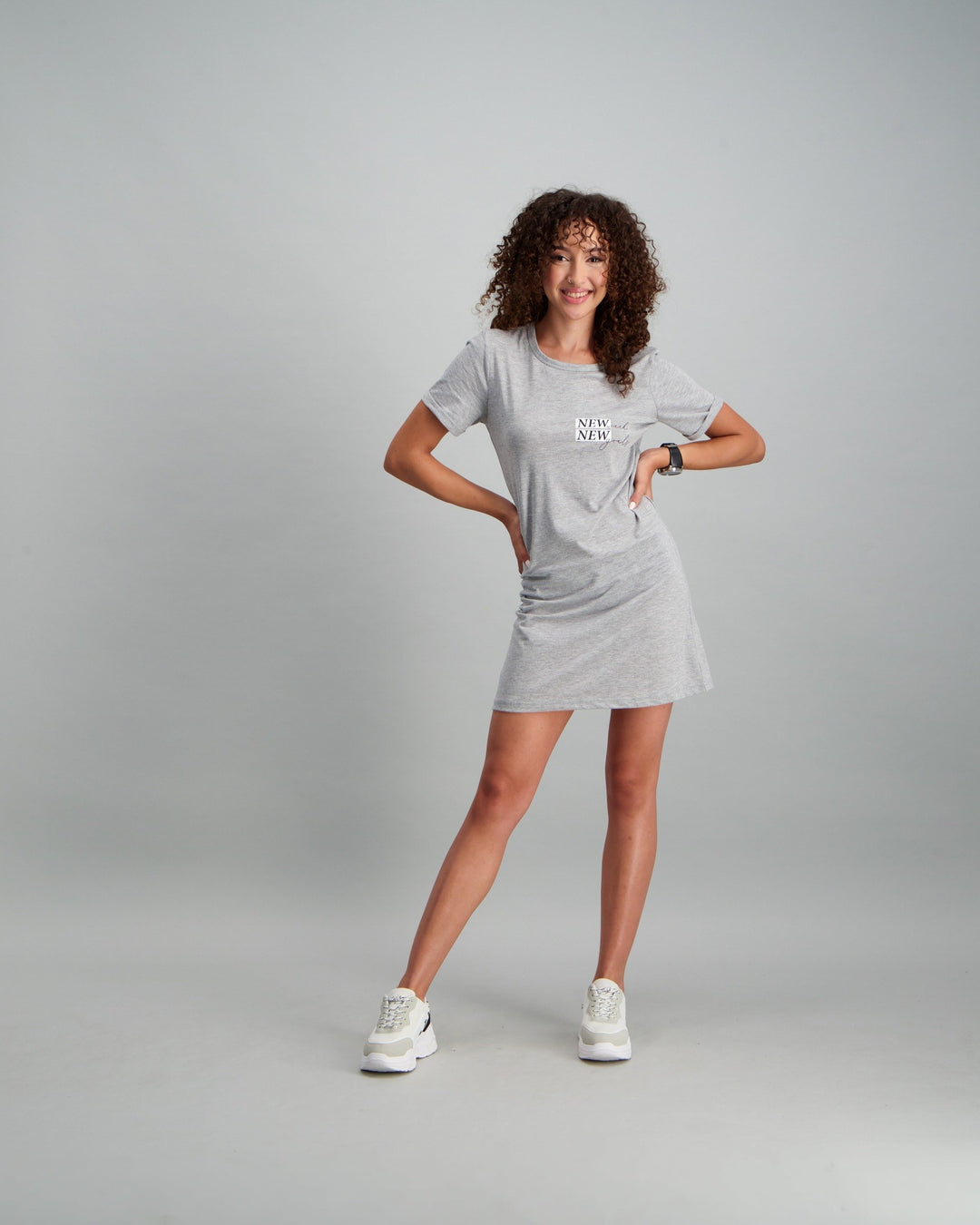 Ladies T-Shirt Dress - Grey