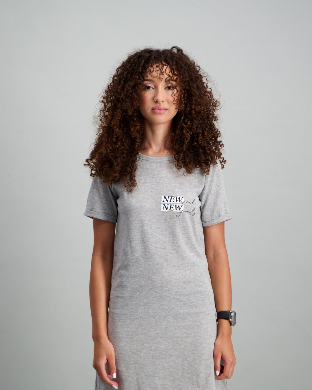 Ladies T-Shirt Dress - Grey