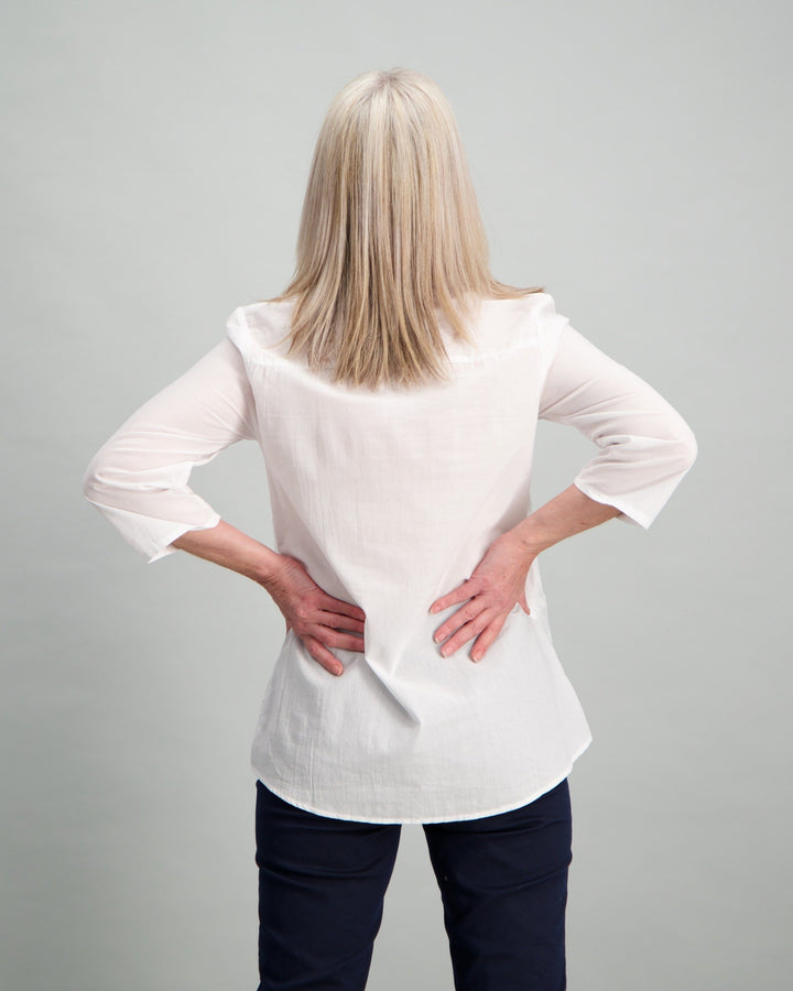 Ladies Lace Inset Top - White