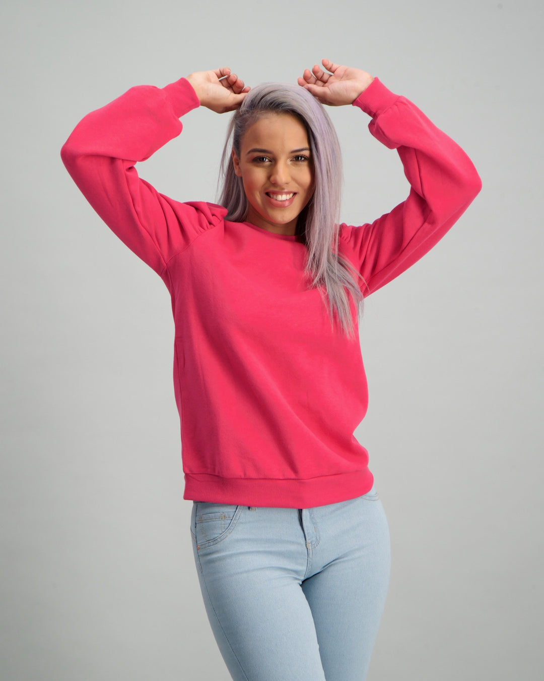 Ladies Puff Sleeve Sweater - Pink