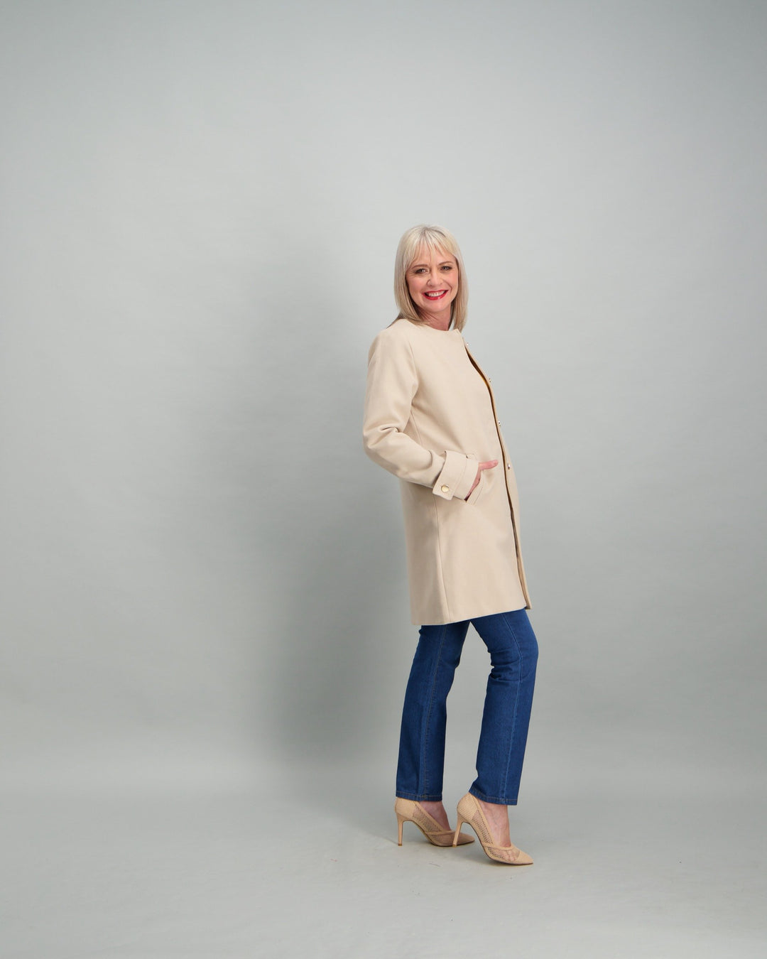 Ladies Melton Jacket - Stone
