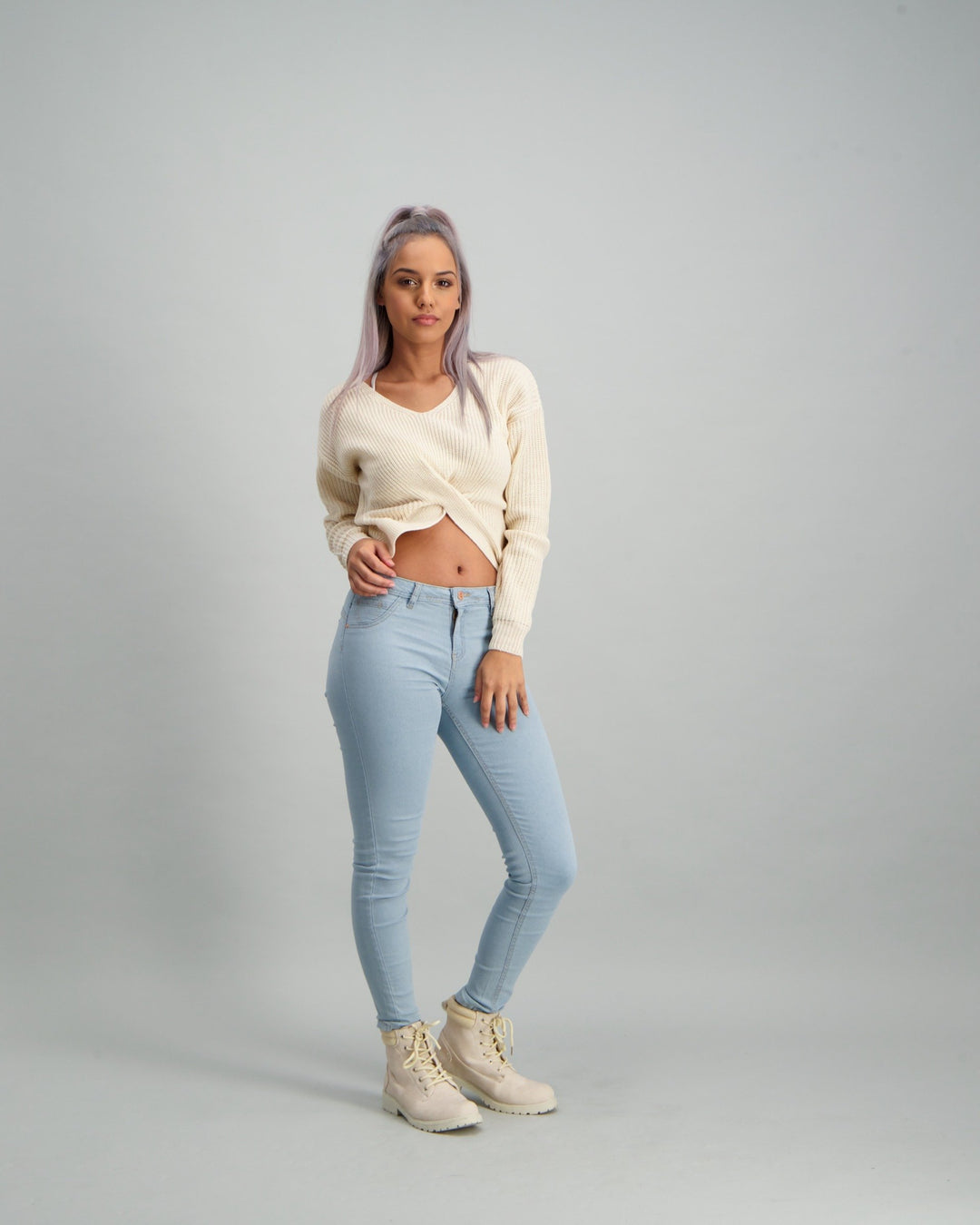 Ladies Front Knot Jersey - Cream