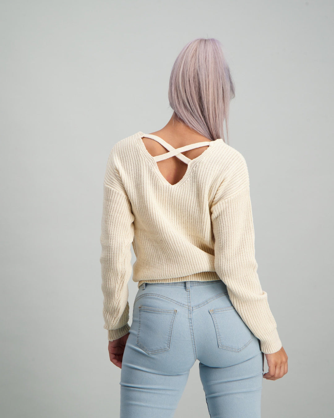 Ladies Front Knot Jersey - Cream