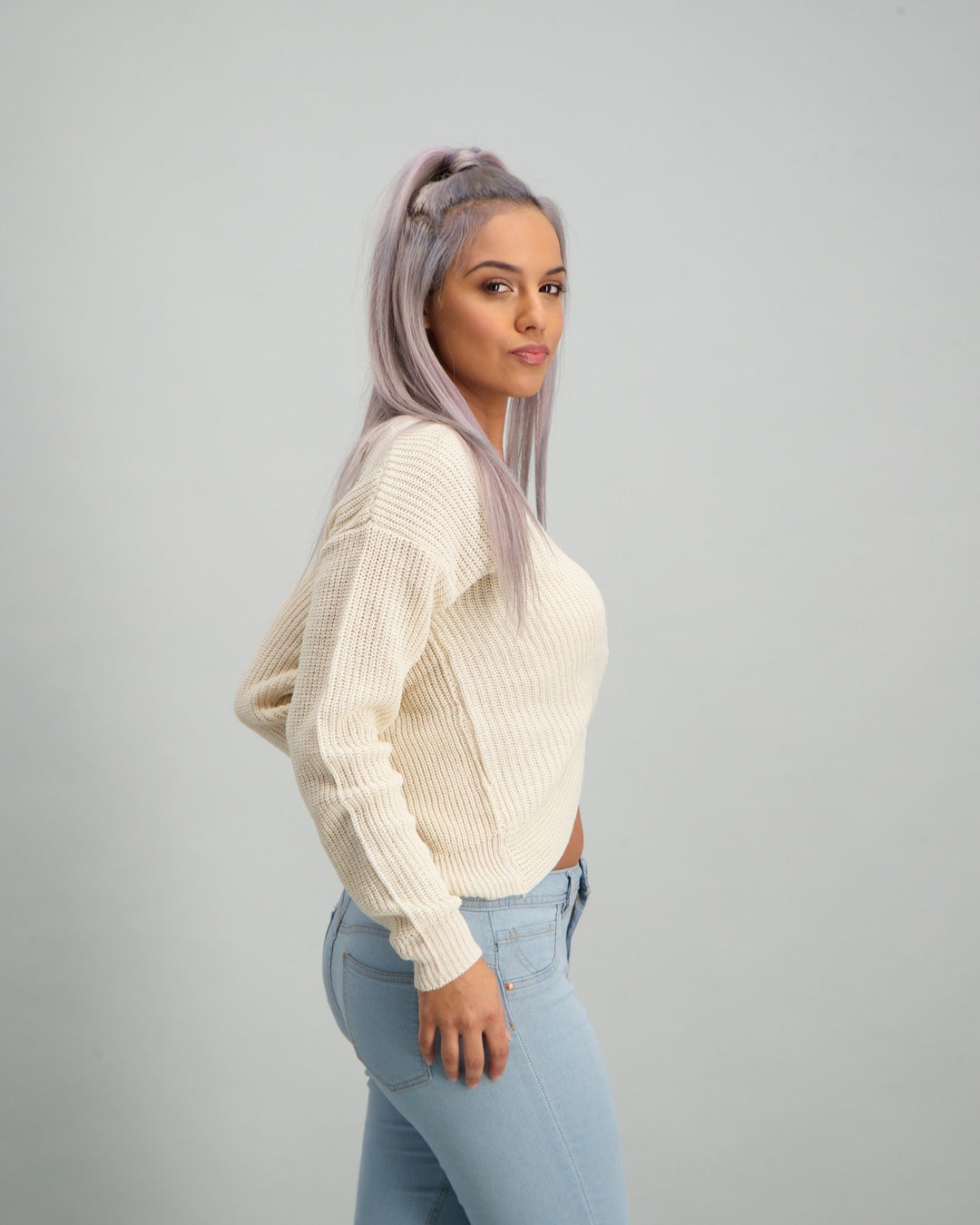 Ladies Front Knot Jersey - Cream