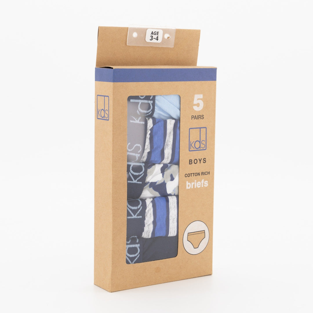 Boys 5 Pack Camo Briefs - Blue