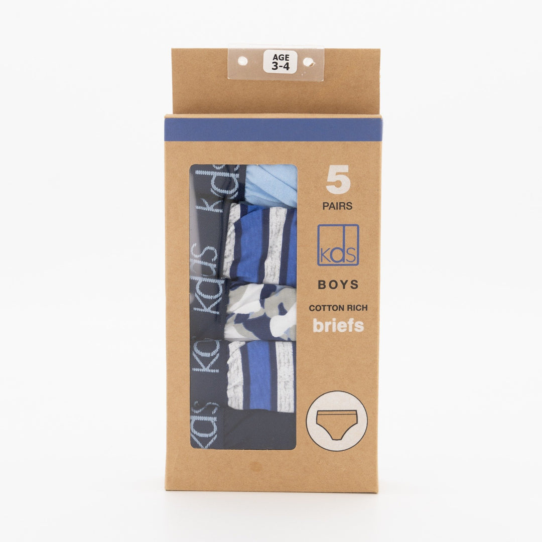 Boys 5 Pack Camo Briefs - Blue