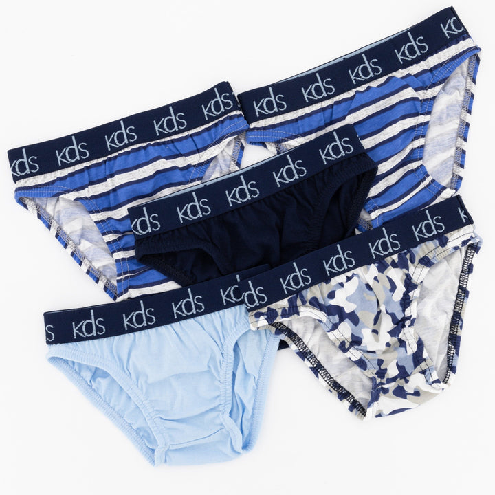 Boys 5 Pack Camo Briefs - Blue