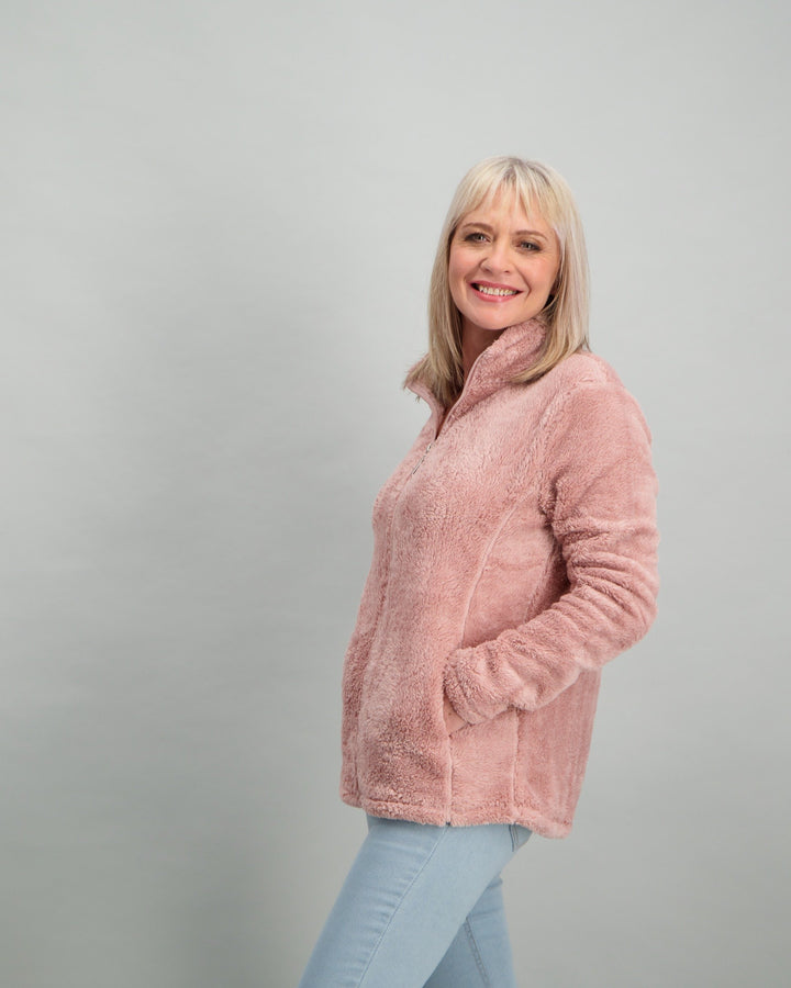 Ladies Fluffy Fleece Jacket - Pink