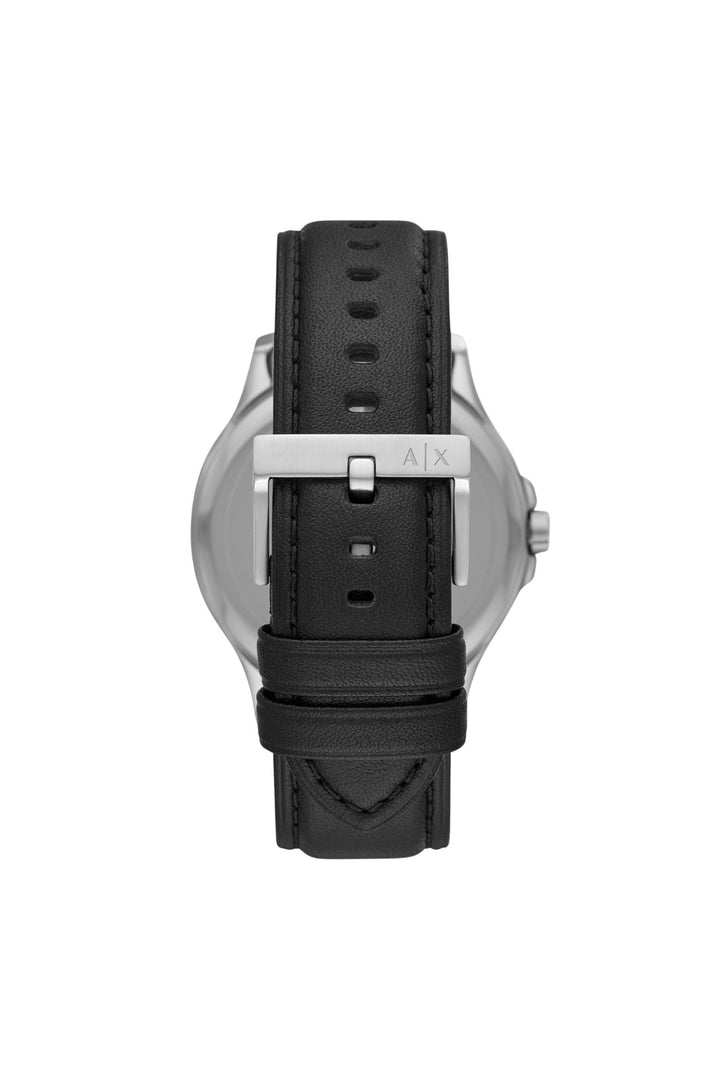 Mens Three-Hand Date Black Leather Watch