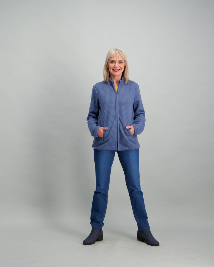 Ladies Quilted Zip-Through Jacket - Blue