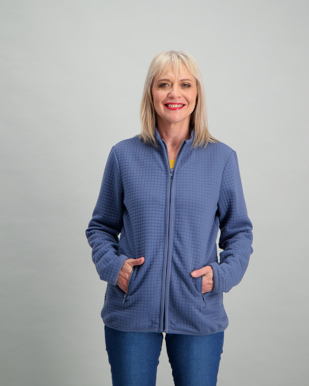 Ladies Quilted Zip-Through Jacket - Blue