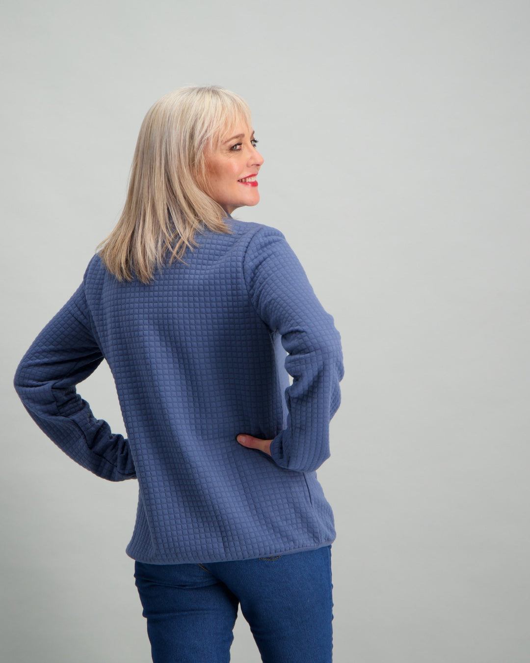 Ladies Quilted Zip-Through Jacket - Blue