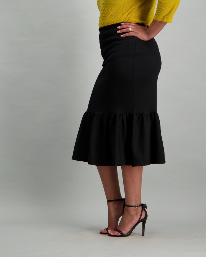 Ladies Ponti Fit Flare Skirt - Black