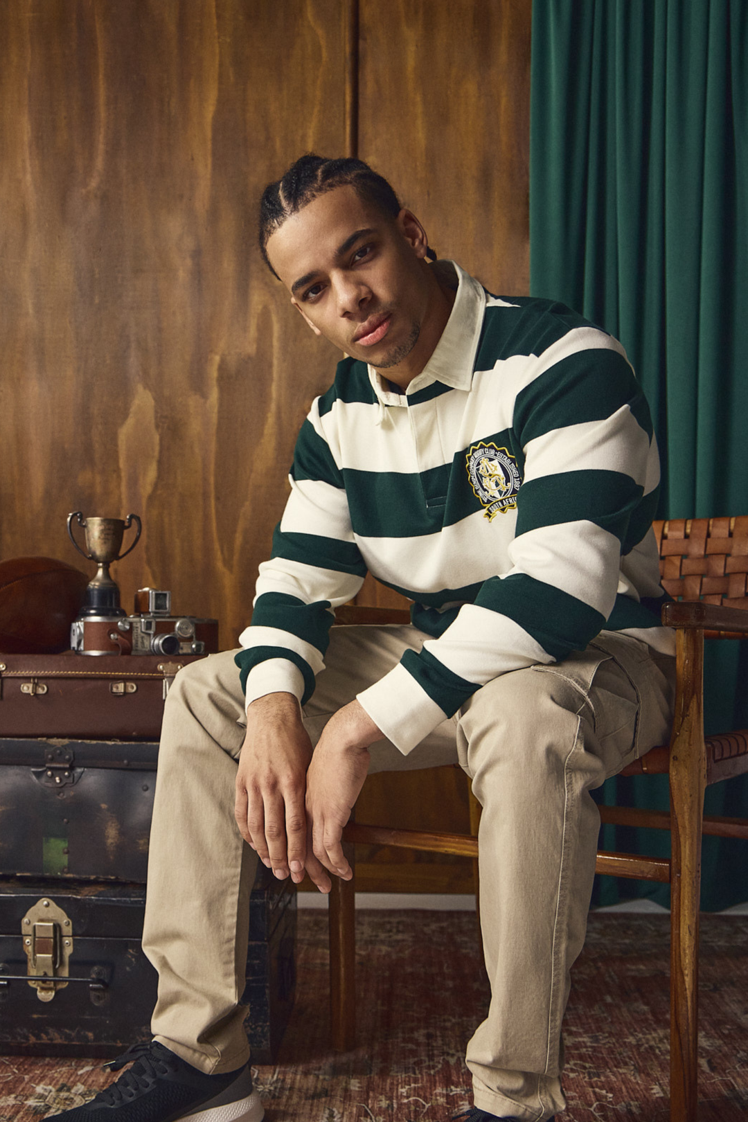 Ecru Bok Stipe Rugby Jersey - Green