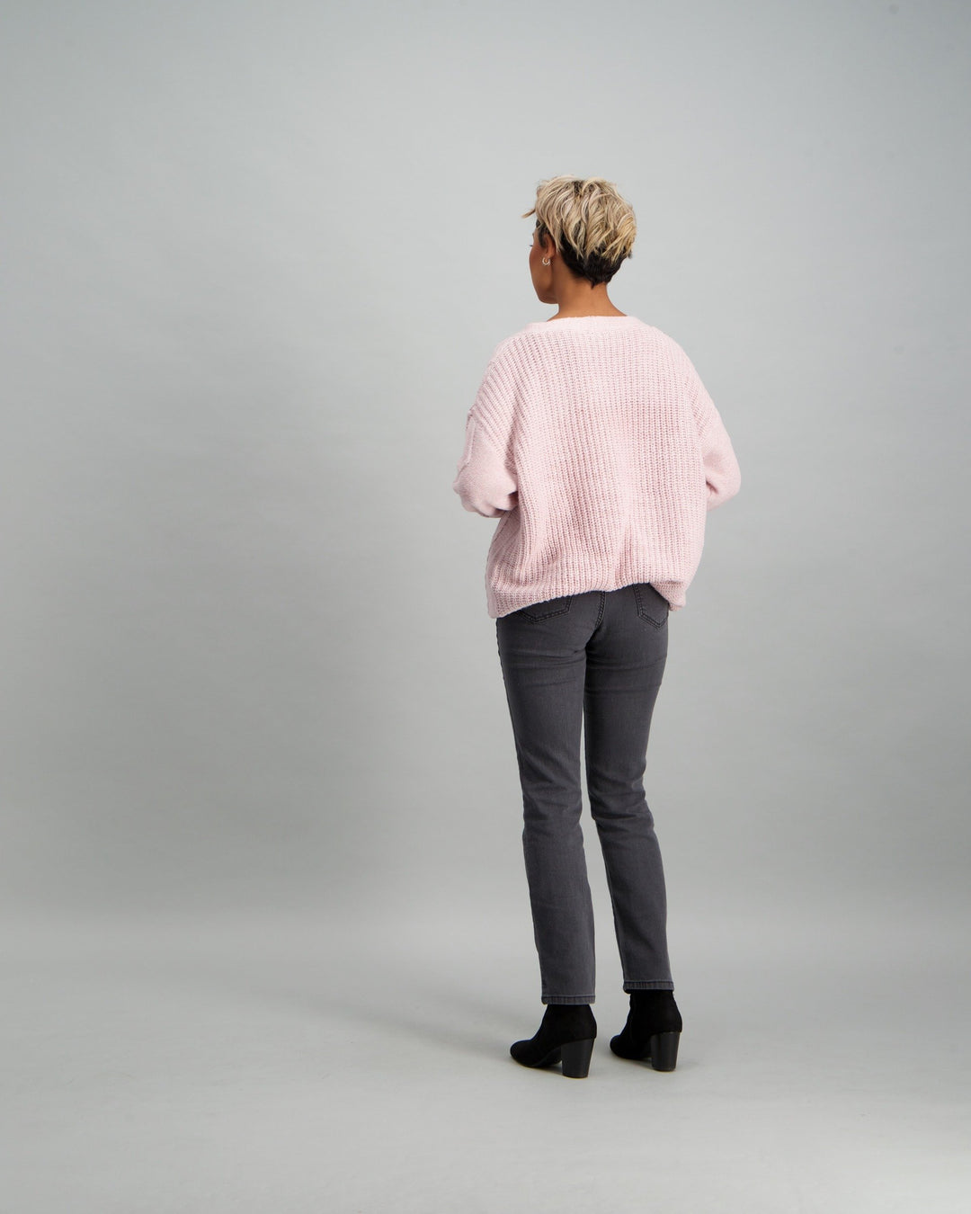Ladies Long Cable Knit Cardigan - Pink