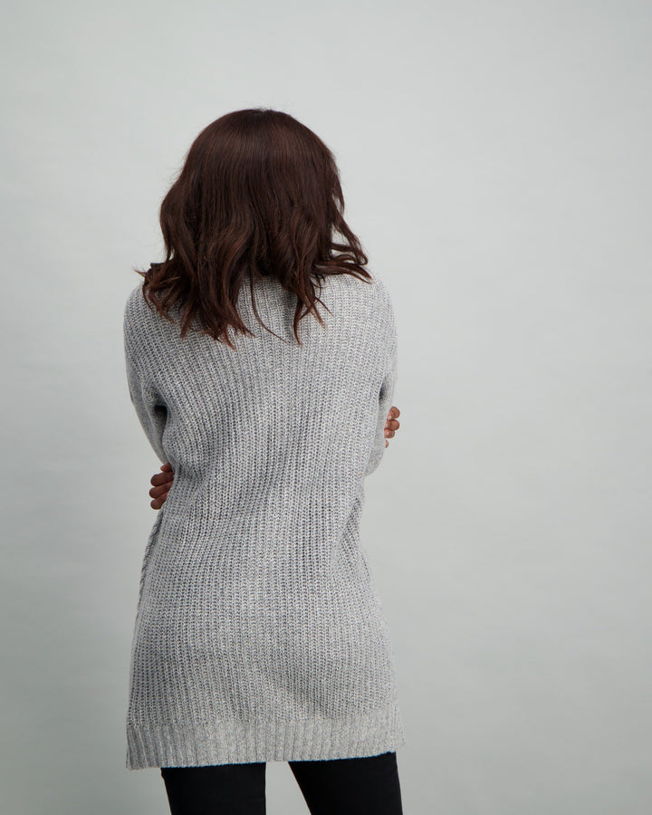 Ladies Longer Length Cardigan - Grey