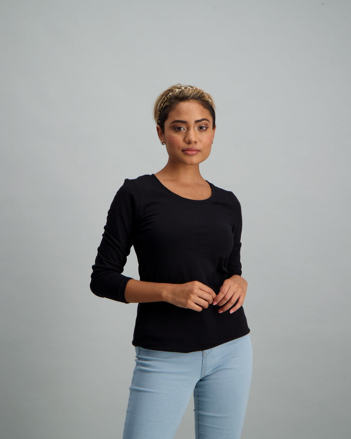 Ladies Long Sleeve Core T-Shirt - Black
