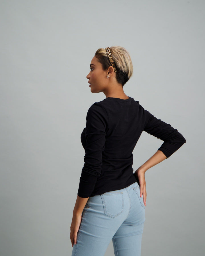 Ladies Long Sleeve Core T-Shirt - Black
