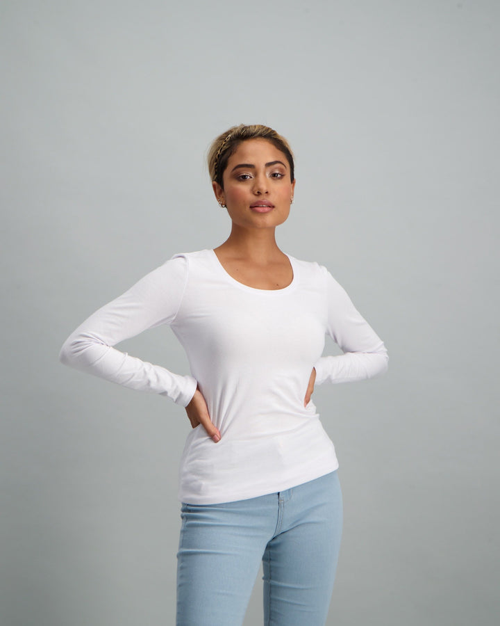 Ladies Long Sleeve Core T-Shirt - White