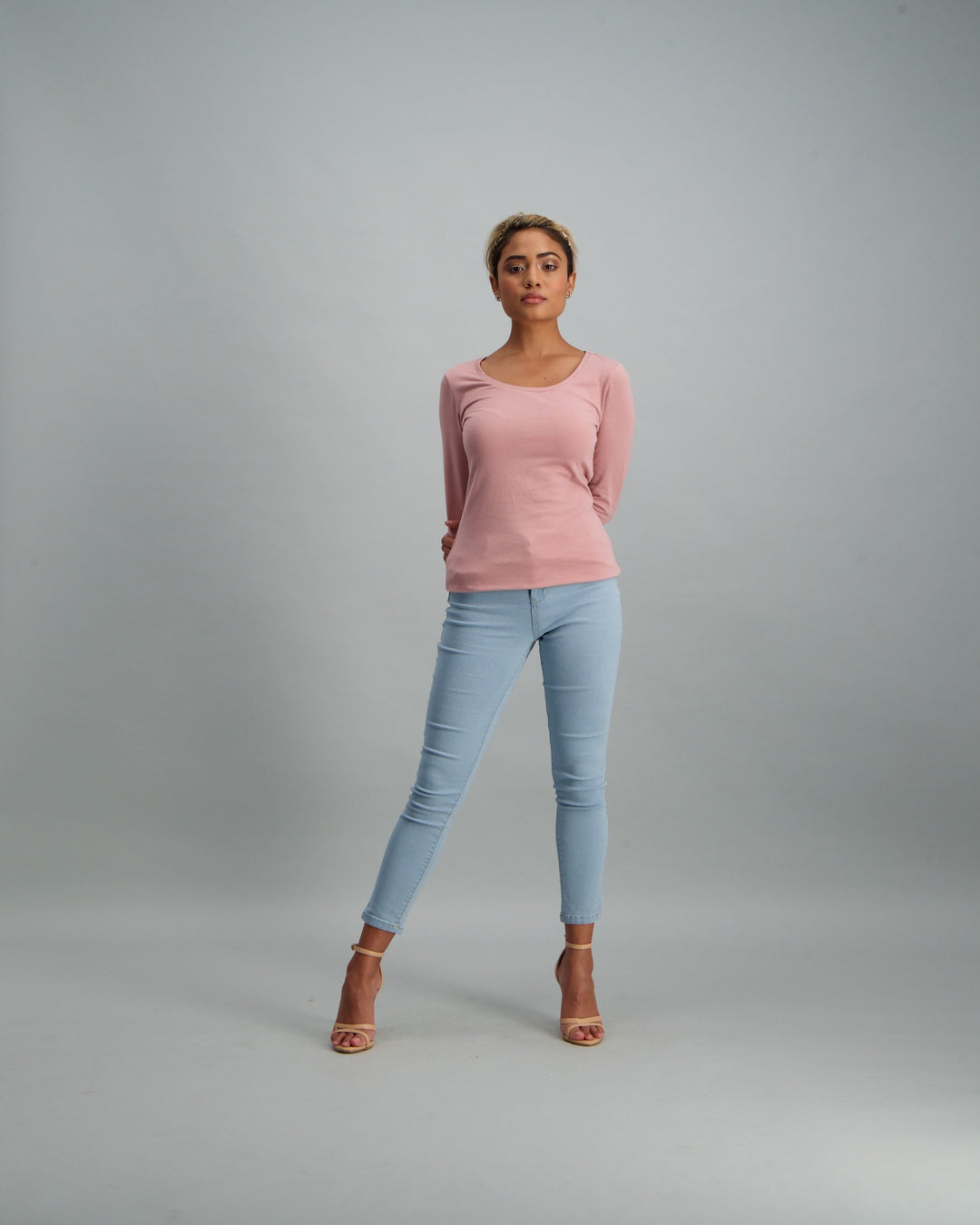 Ladies Long Sleeve Core T-Shirt - Light Pink