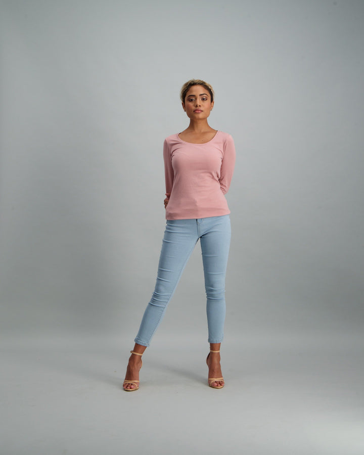 Ladies Long Sleeve Core T-Shirt - Light Pink