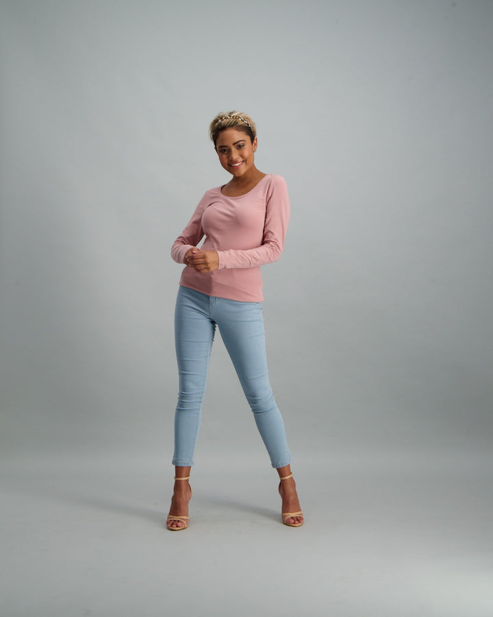 Ladies Long Sleeve Core T-Shirt - Light Pink