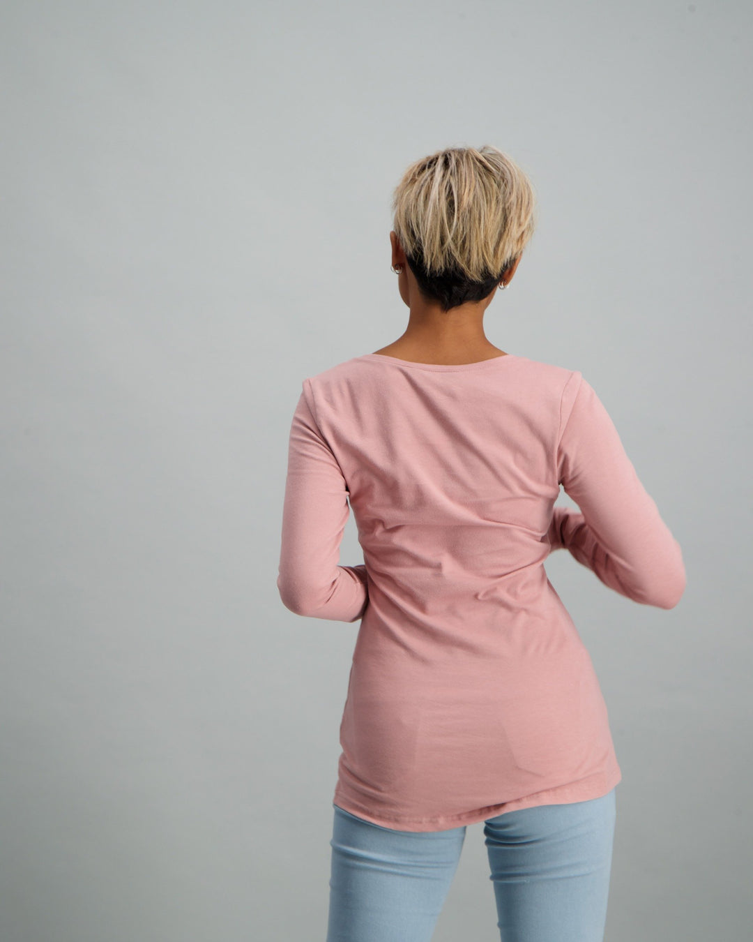 Ladies Long Sleeve Core T-Shirt - Light Pink