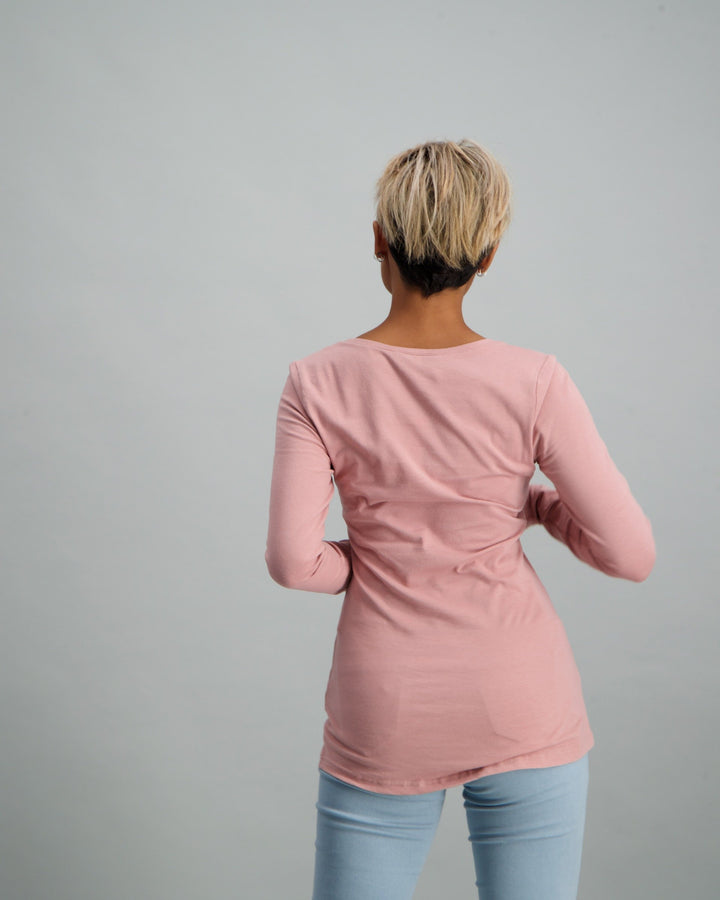 Ladies Long Sleeve Core T-Shirt - Light Pink