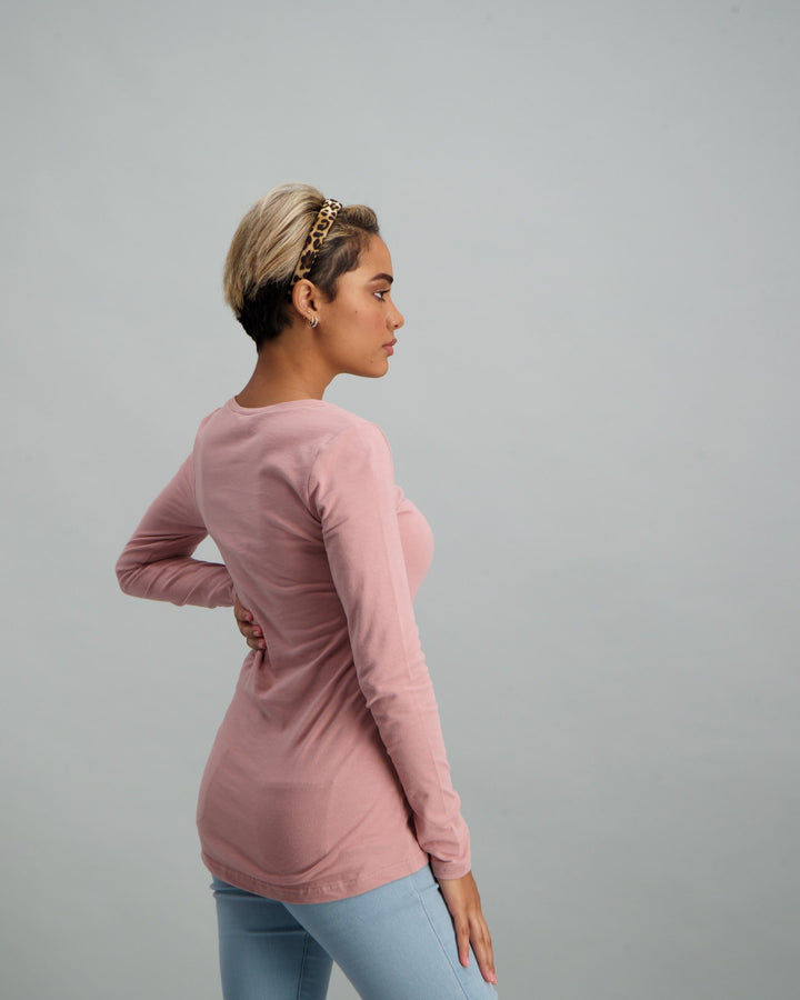 Ladies Long Sleeve Core T-Shirt - Light Pink