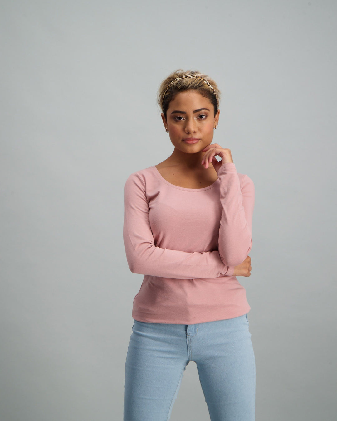 Ladies Long Sleeve Core T-Shirt - Light Pink