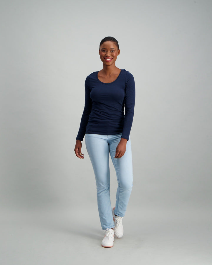 Ladies Long Sleeve Core T-Shirt - Navy