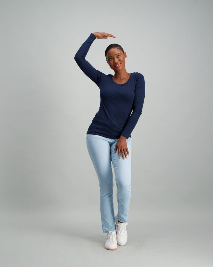 Ladies Long Sleeve Core T-Shirt - Navy