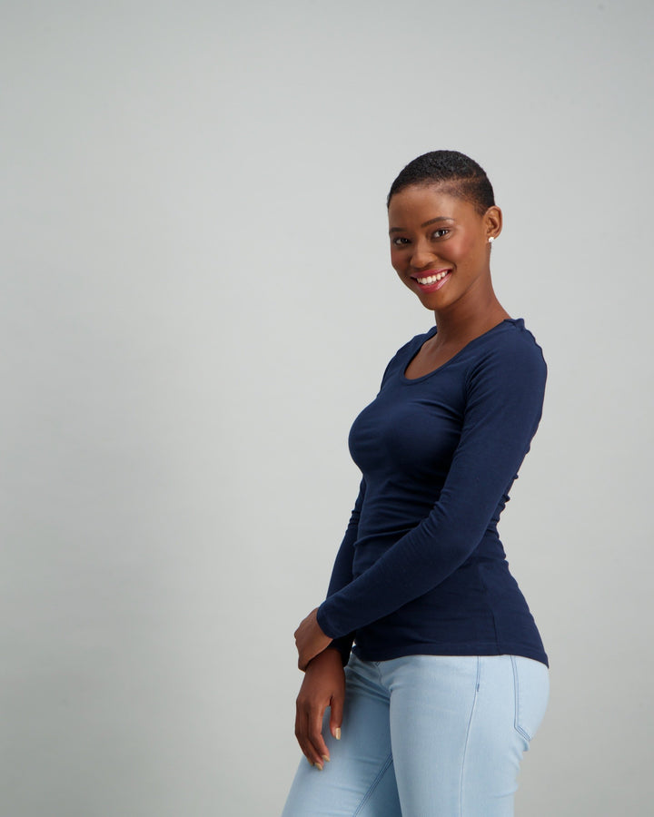 Ladies Long Sleeve Core T-Shirt - Navy