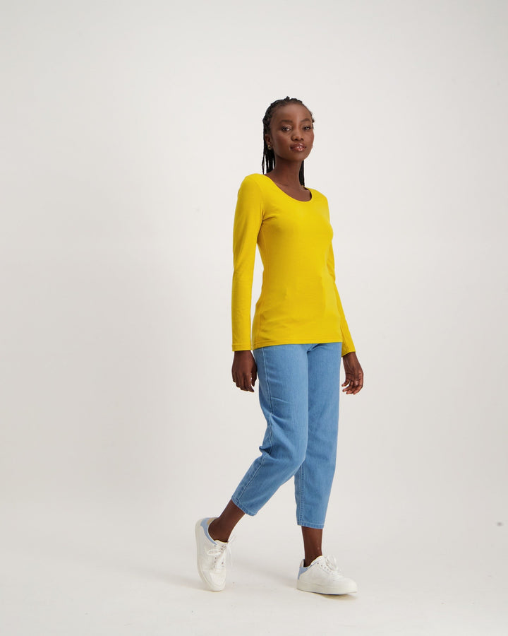 Ladies-Long Sleeve Core T-Shirt - Mustard